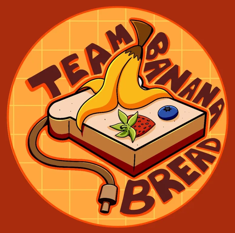 Team Banana Bread logo: a slice of banana bread with a controller cable for a stem